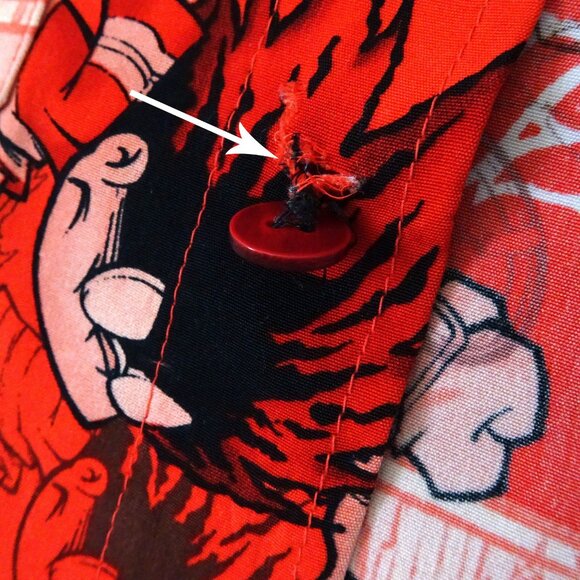 Vintage Flamehead JNCO Button Shirt Medium Red 90s Skater BMX Bike Cartoon Skate - Picture 8 of 16